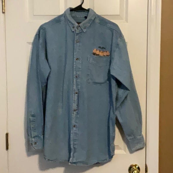 Flyshacker Clothing Co Men’s Medium Wash Denim Long Sleeves Shirt Size Medium - Picture 1 of 13
